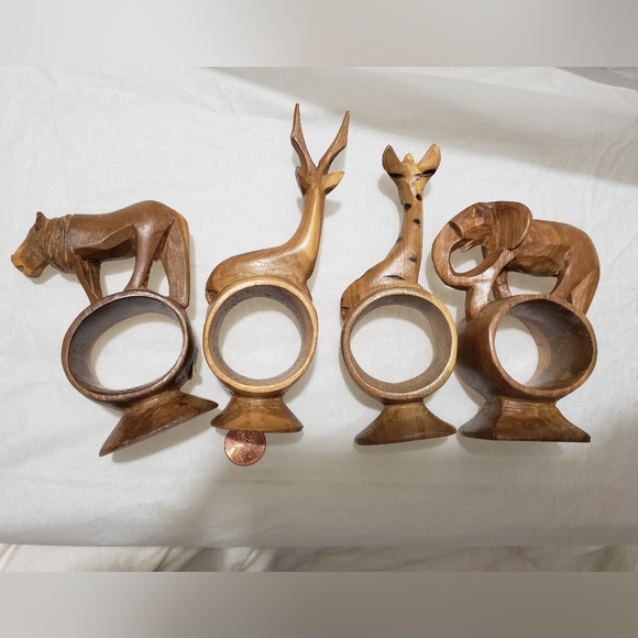 Hand Carved Wooden African Safari Animal Napkin Decor - Picture 2 of 4